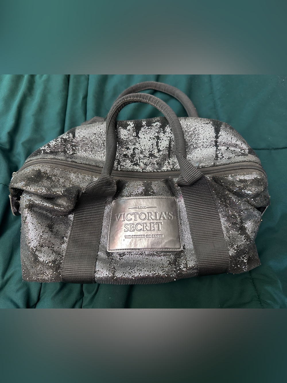 Victoria's Secret Silver Sequin Carryall Tote
